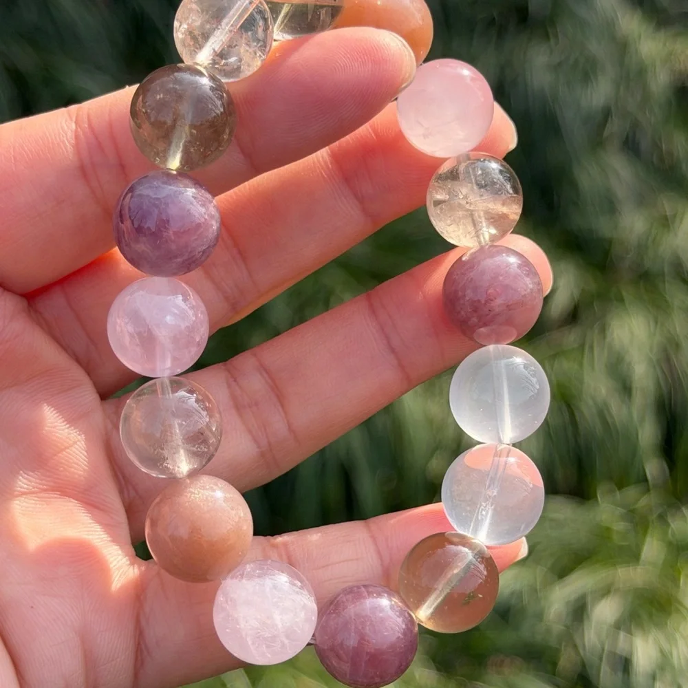 13.5mm‎ stretchable multi stone crystal bracelet 1070